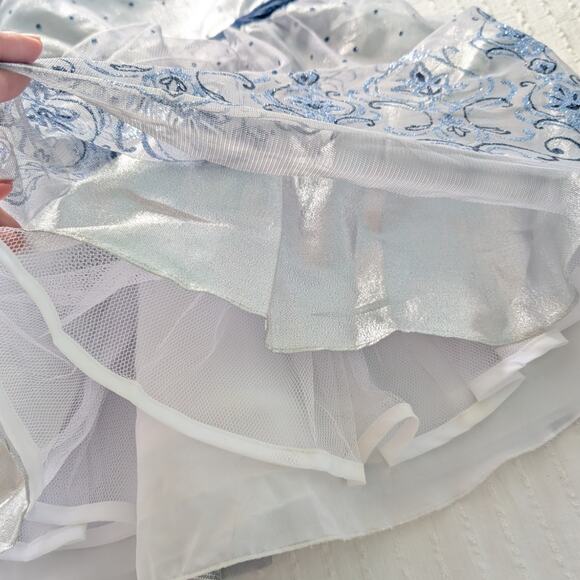 Jona Michelle Girls Formal White/Blue Shimmer Tulle Dress size 5 - Picture 4 of 6